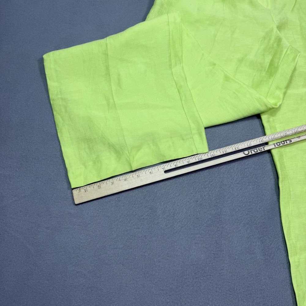 MNG By Mango Pants And Womens 8 (32x31) Lime Green Linen Wide Leg Boho USA NEW